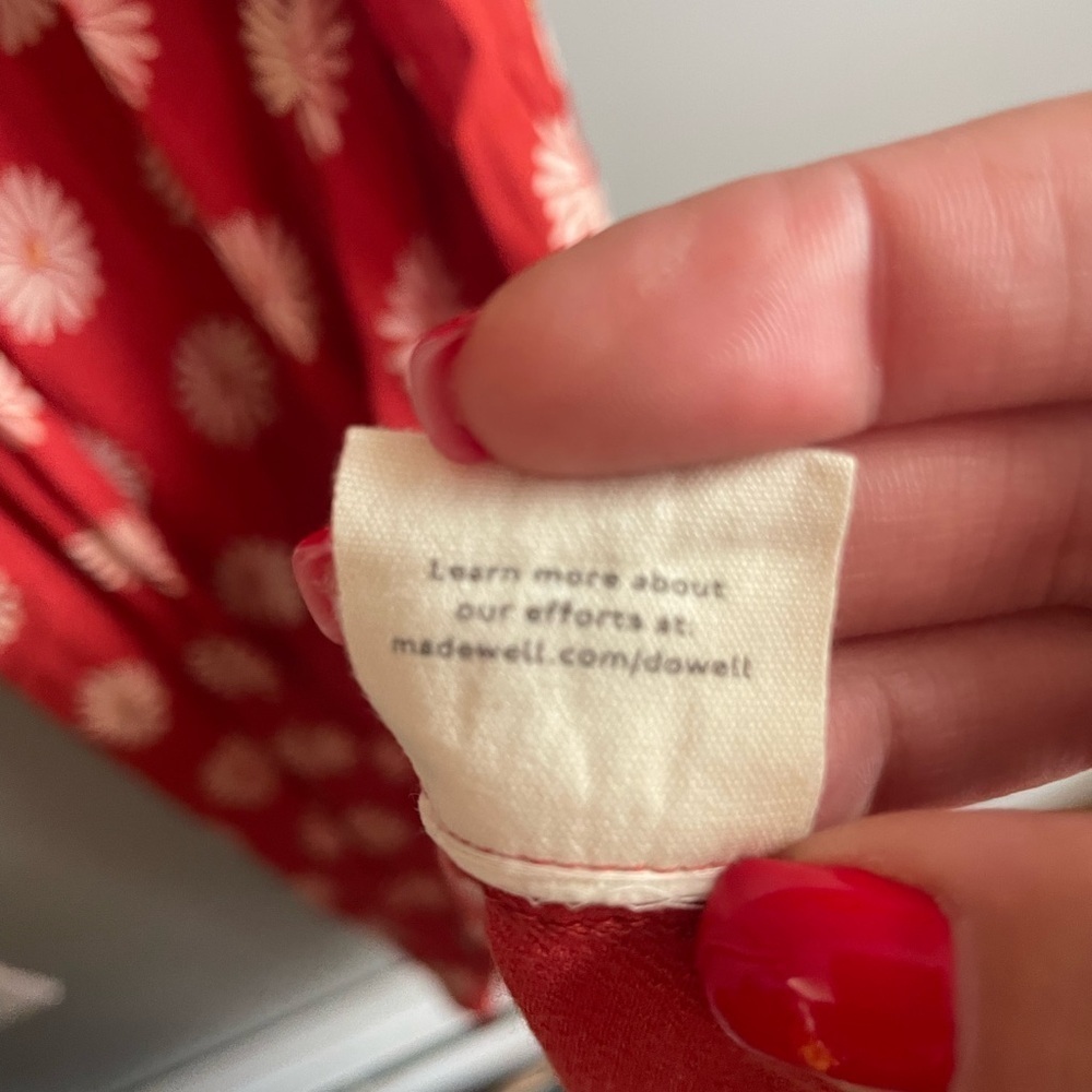 Madewell Red Dress with White Floral Design - Picture 6 of 10